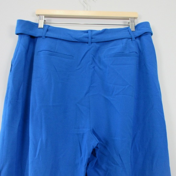 Boden Hampstead Wide Leg Belted Trousers Women 12 Blue Paperbag Pants 722 - Picture 6 of 11